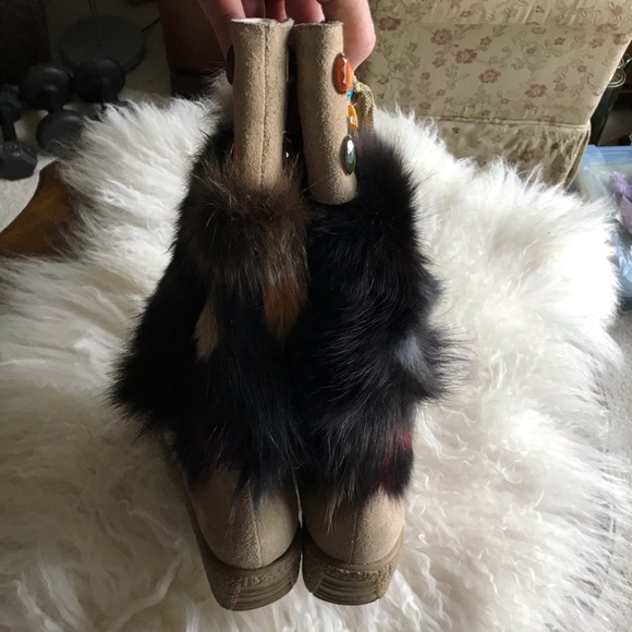 Foot Candy Colorful Fur Embellished Boots - Picture 3 of 8
